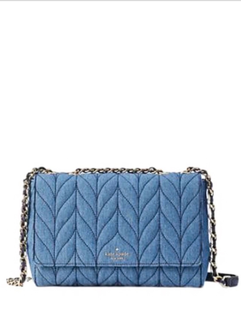 Kate Spade Blue Quilted Denim Chain Shoulder Bag
